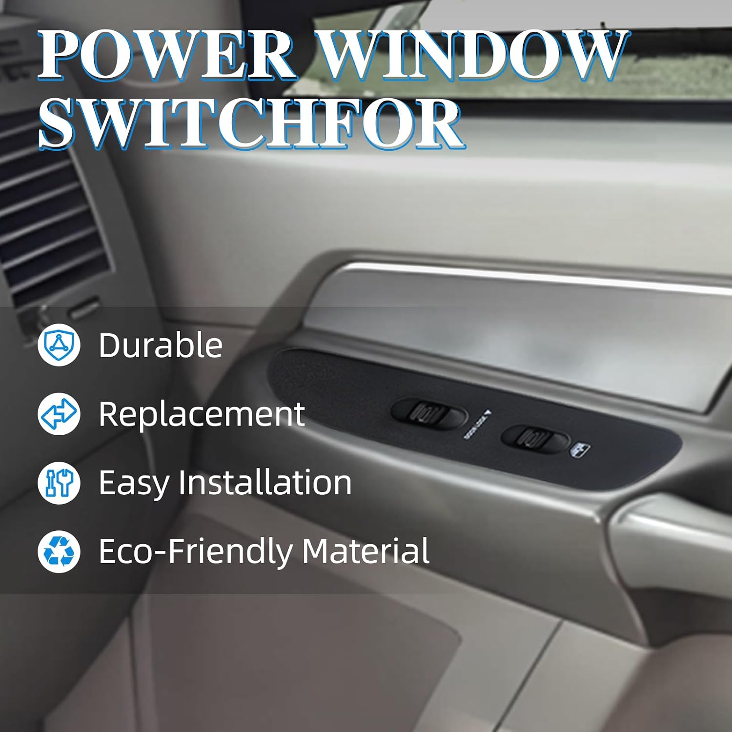 Door Lock & Window Switch | Front Right Passenger Side Power with Black Bezel Kit | Compatible with Dodge 2001-2009 Ram 1500 2500 3500, Sprinter 2500 3500 | Replaces 56007695AC, 5HZ72XDVAA
