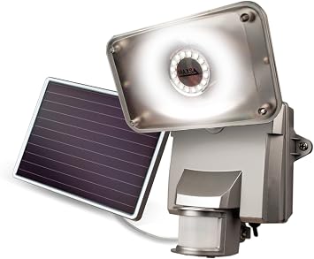 MAXSA 44640 Solar-Powered Motion-Activated 1300 Lumen Security Light Silver