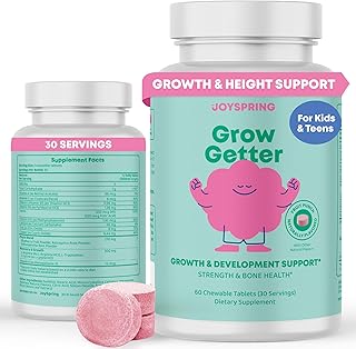 JoySpring Growth Vitamins for Teens & Height Support for Kids - Encourages Stronger Bones & Healthy Natural Growth - Sugar Free - L-Arginine, L-Lysine, Zinc, Vitamin D & K2-30 Servings