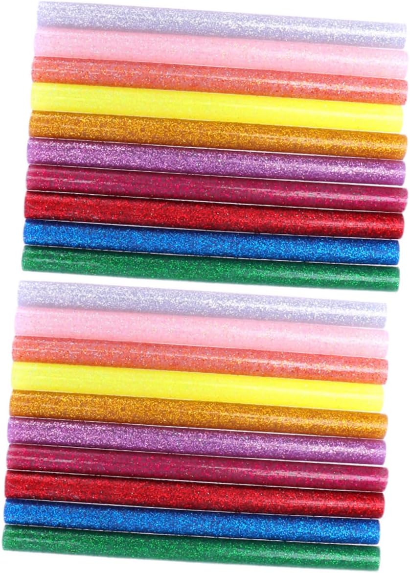 Operitacx 100pcs Glitter Hot Melt Glue Sticks Colorful Adhesive for Crafts Quick Drying Works and More High Adhesion Multi- for Creative Projects