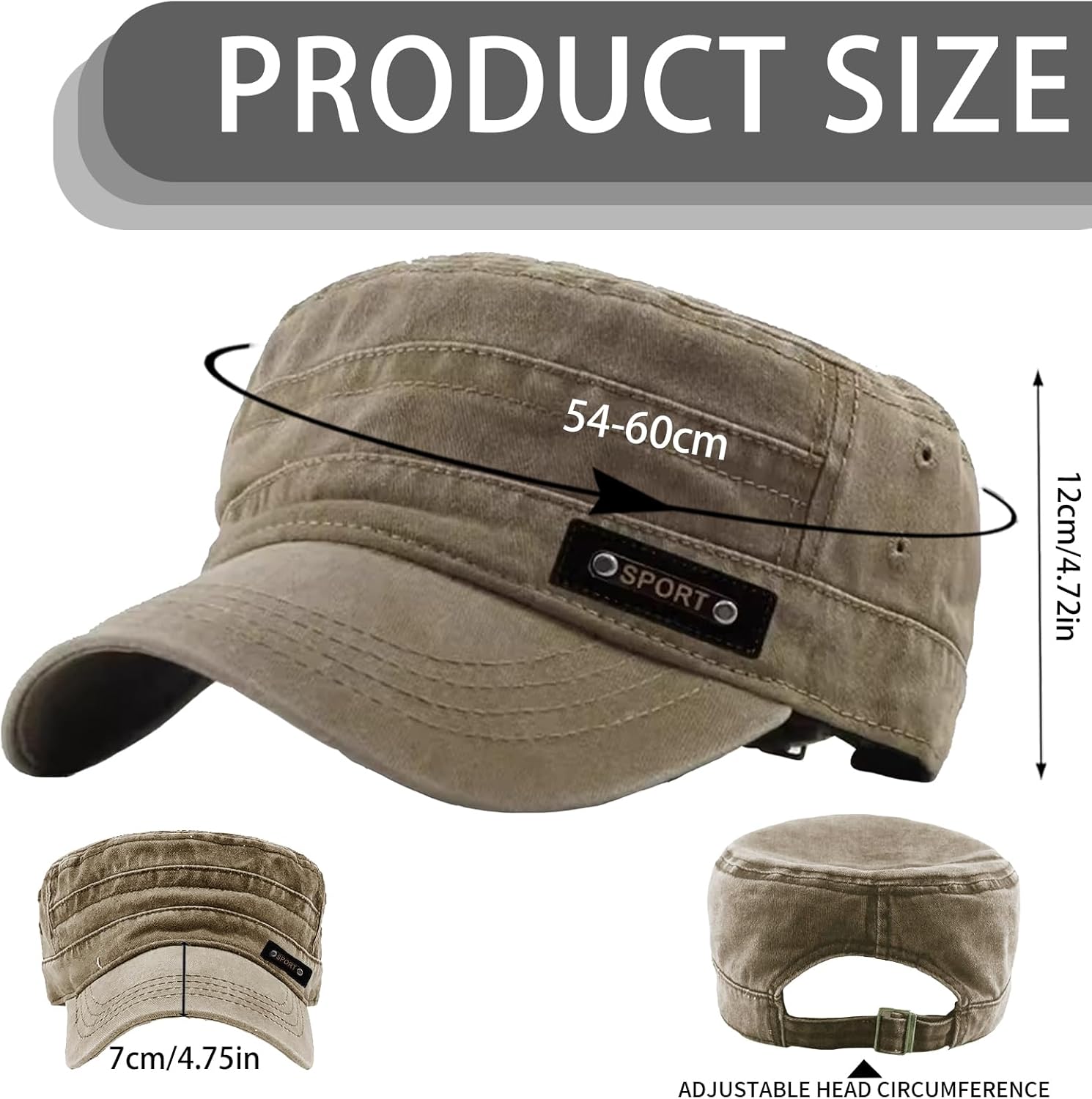 WENAUANG Military Cap Unisex, Army Cap Herren, Vintage Flat Top