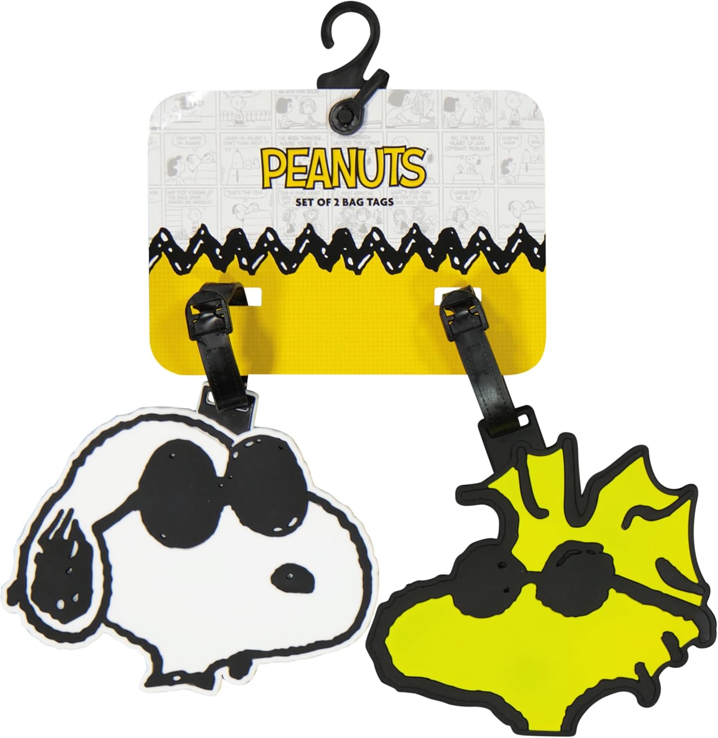 Peanuts 2-Piece Suitcase ID Tag Set with Adjustable Straps, Snoopy and Woodstock, Multi, One Size