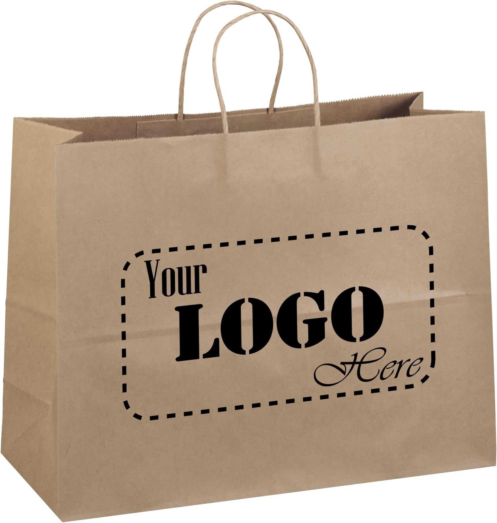 Flexicore Packaging 16"x6"x12" | 10 to 1,000 Pcs - Brown Kraft Paper Bags, Shopping, Merchandise, Party, Gift Bags, (Custom Printed-BROWN)
