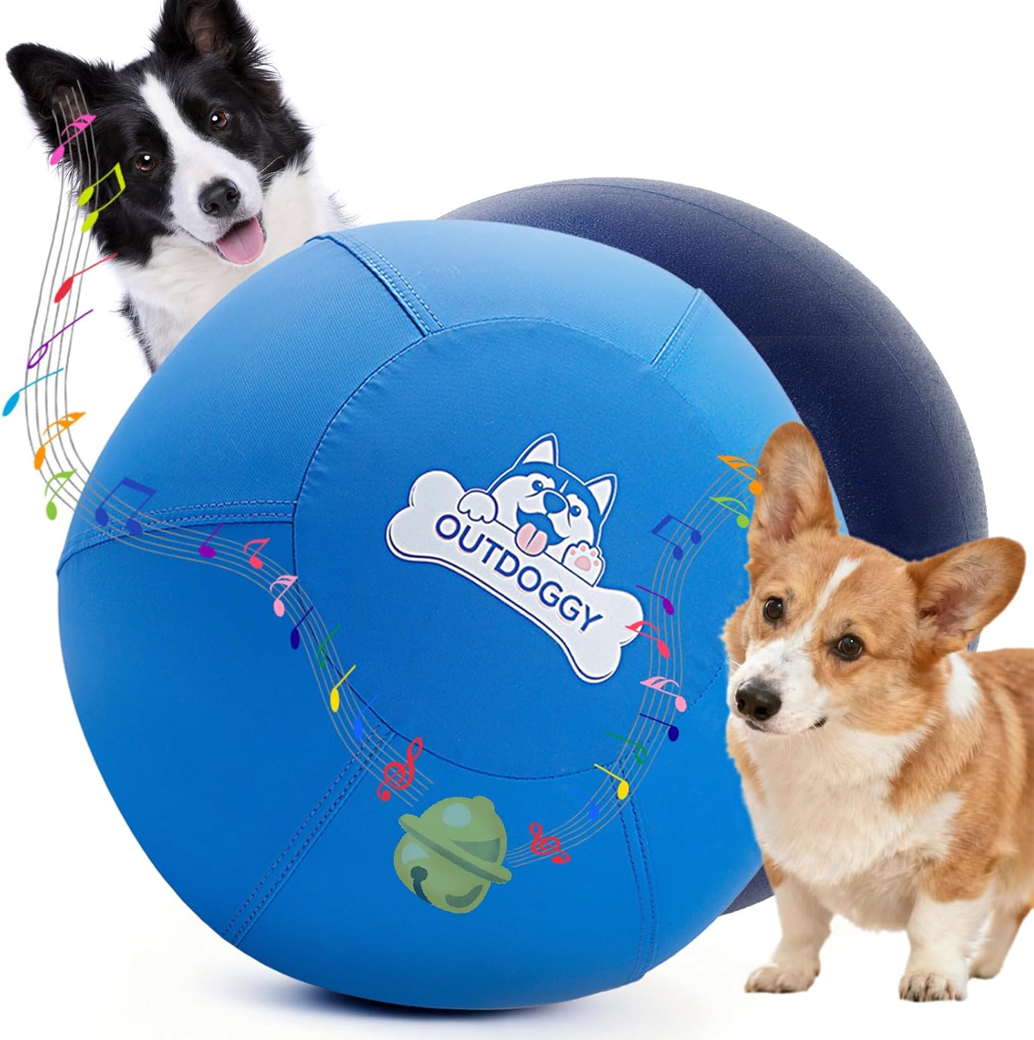 14-inch Interactive Dog Herding Ball – Jingle Inside, Ultra-Durable Dual-Layer for Small & Medium Active Breeds Like Aussies, Collies, Corgis & More | Instinctive Play Indoors & Out
