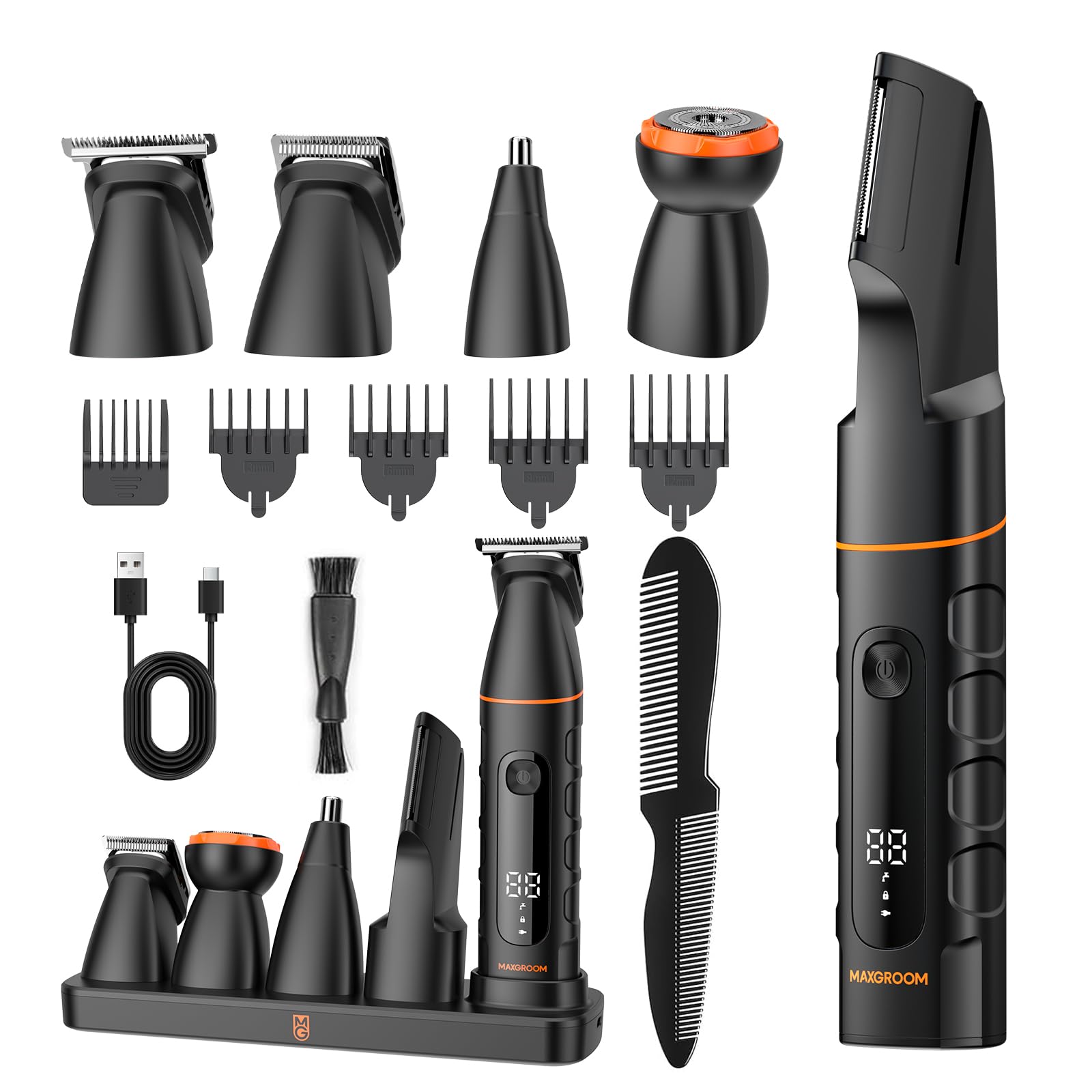 MAXGROOM ボディシェーバー メンズ VIOシェーバー 男性用 残量表示 自動研磨 IPX7防水 お風呂剃り可 電気 低騒音 充電スタンド付き ムダ Amazon | MAXGROOM ボディシェーバー メンズ 5in1 ボディ トリマー