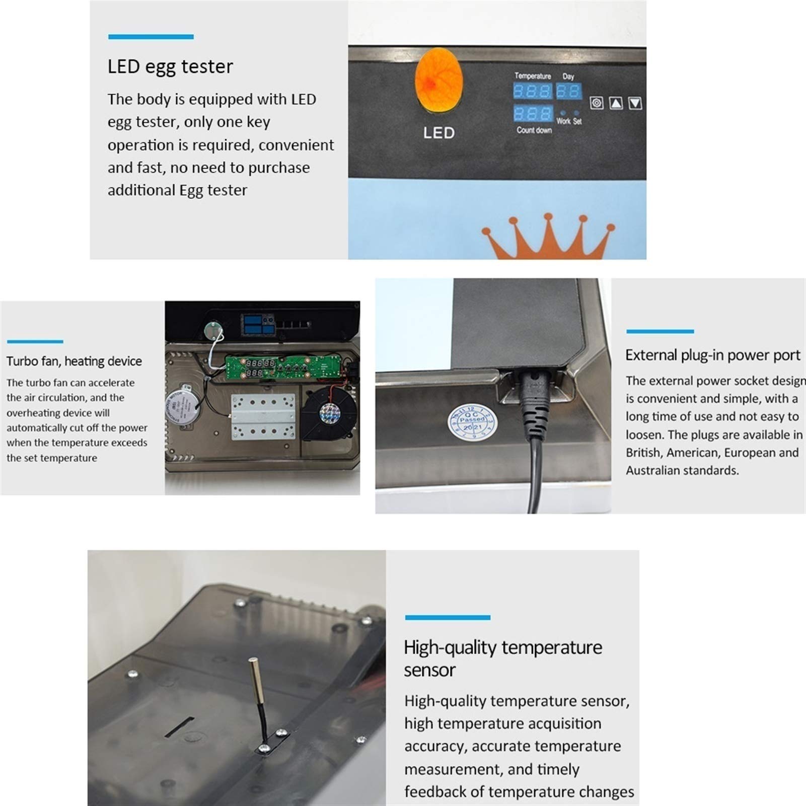15 Uova Incubatore Automatico Uova Controllo della Temperatura Schermo LED Piccolo Generale Digital Allevatore Per Pollo Anatra Quaglia Uccelli Turchia