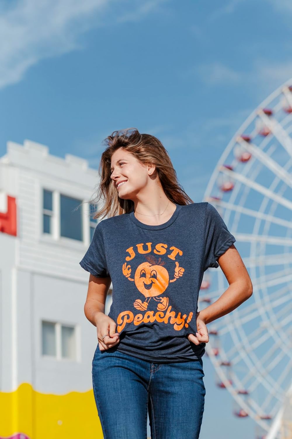 Womens Funny T Shirts Just Peachy Sarcastic Graphic Tee for Ladies - Image 3