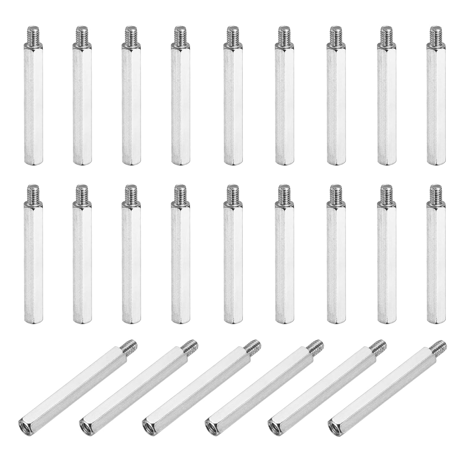 PATIKIL 48pcs M4x40mm+6mm Male Female Hex Standoff, Nickel Plated Iron PCB Motherboard Spacer Standoffs for Computer Cases Circuit Boards FPV Drone Quadcopter, Silver