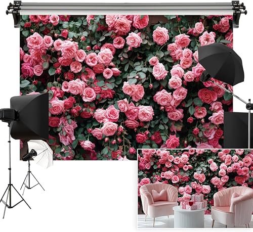 Vie Savaran 15x8ft Pink Flower Wall Backdrop Roses Floral Ba