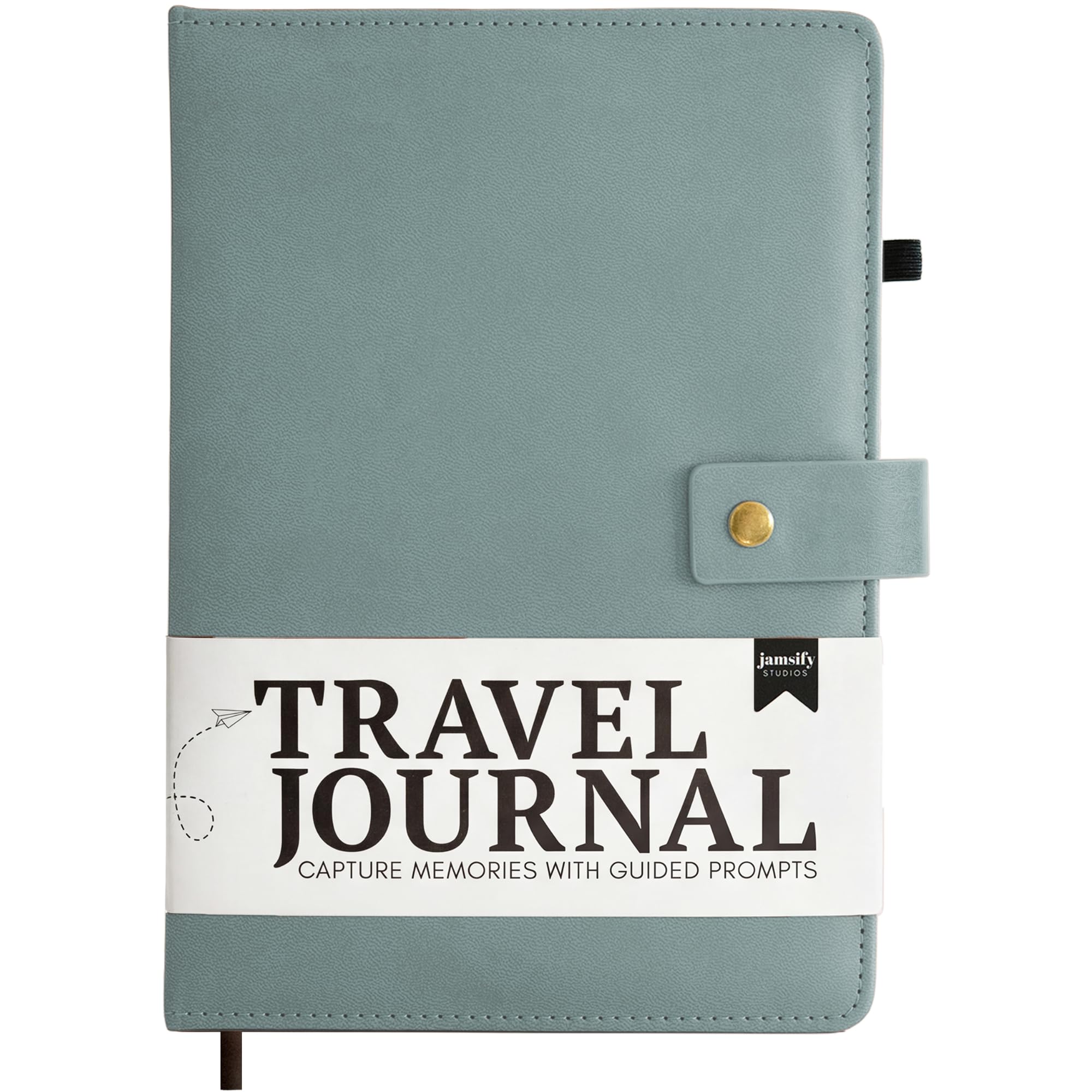 Travel Journal with Prompts (Hardcover) 2nd Edition - Vegan Leather Adventure Essential - 2-Page-A-Day Travel Journal (40 Days) for Women Men Nonbinary - A5 Daily Diary &amp; Traveler Notebook - Gift - Present - Cool Mint