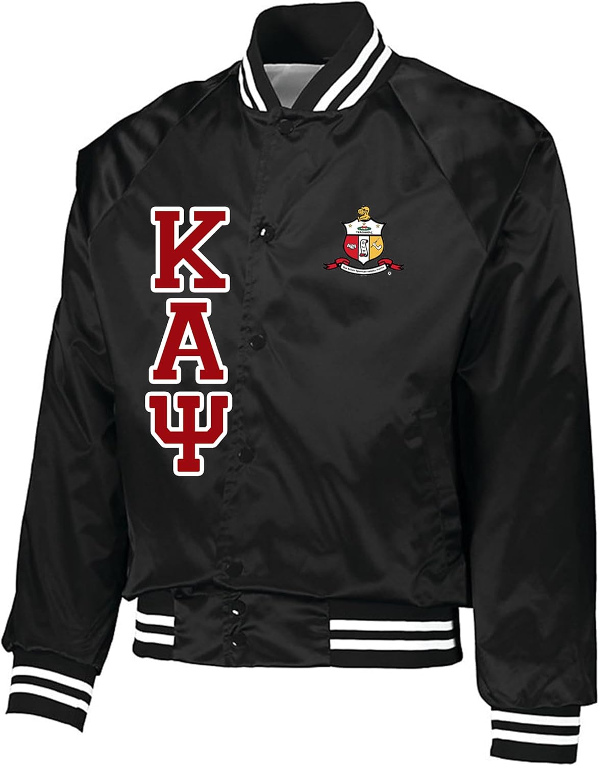 Deference Clothing Kappa Alpha Psi Chapter 24 Satin Baseball Jacket Crest and Letters