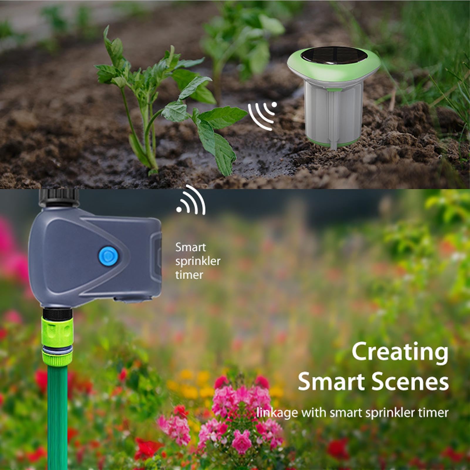 Fockety Misuratore del Terreno, Igrometro del Termometro del Terreno a Energia Solare con 3 Sonda per Zigbee 3.0, Tester di Temperatura del Misuratore di umidità del Terreno Portatile