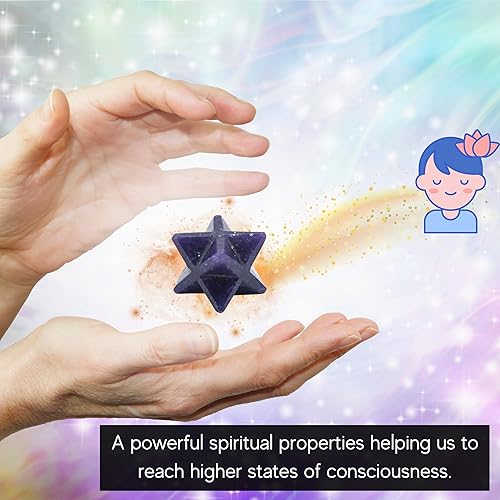 Miniatura 353 de Amazing Gemstone Larvikite Merkaba Crystal – Estrella de Merkaba metafísica de 1 pulgada para meditación – Cristal tetraedro energético y piedras