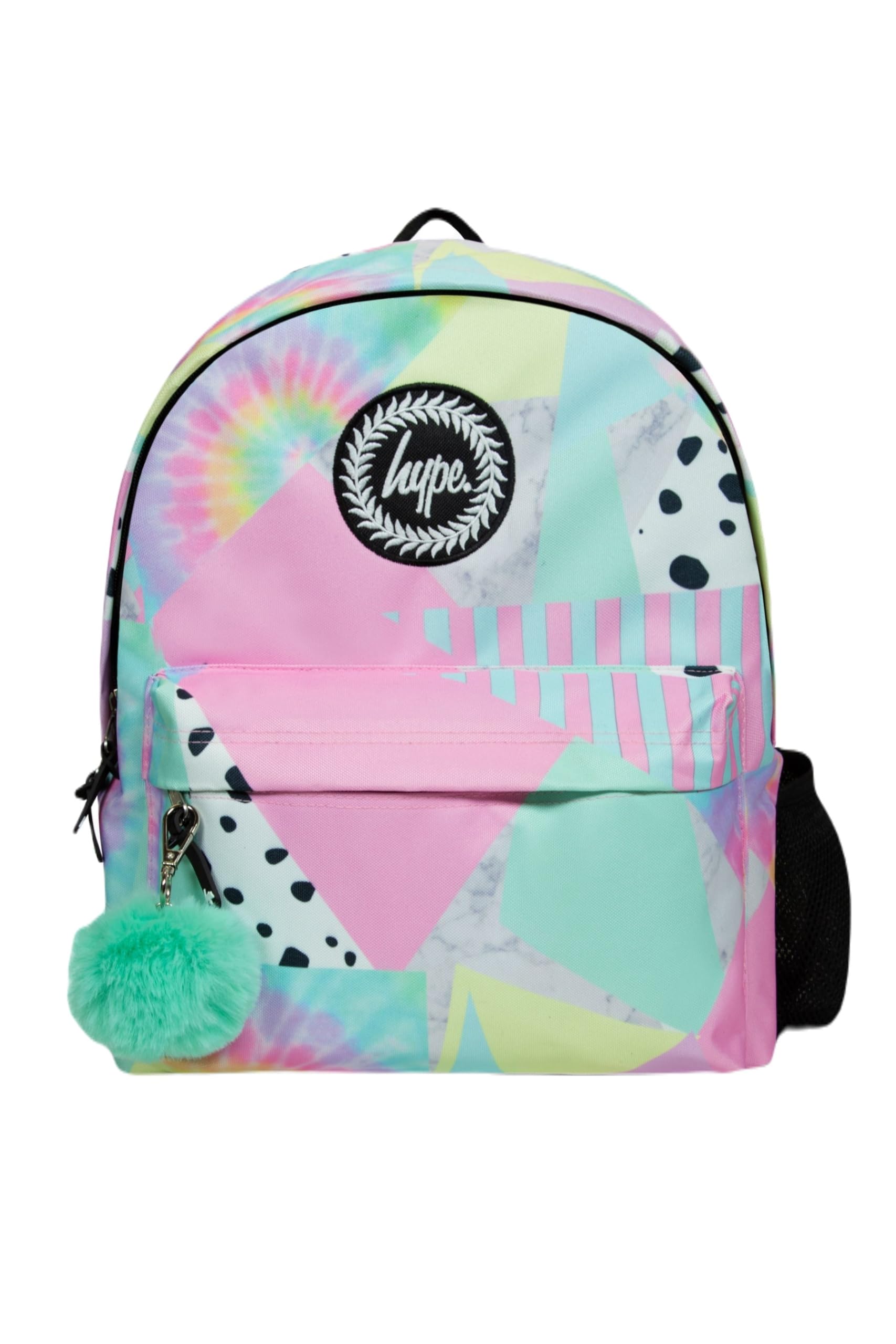 hype Girls Backpack, Iconic Pastel Collage Multicolour Bag, School Bag for Kids, Comfortable Rucksack with Bottle Holder, 3 Storage Compartments, Padded, Adjustable Straps & Grab Handle