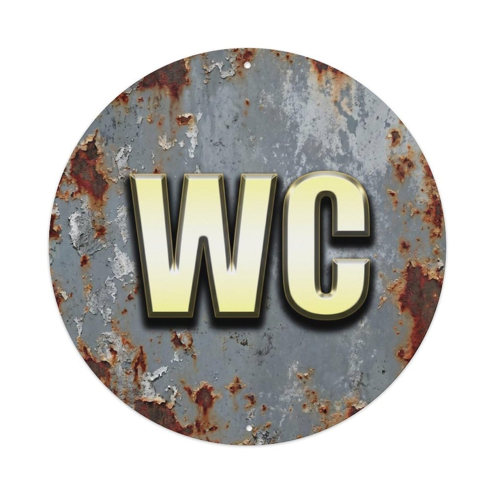 Toilet （WC） Corroded Industrial Plate Metal Tin Sign Plaque Wall Decor for Cafe, Club Bar, Office, Home Garden Round Metal Poster 8x8Inch