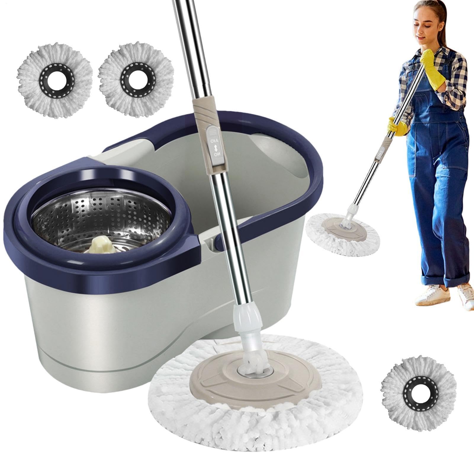 Fregona giratoria automática, ampliamente usada, con - Modern Wringer | fregona, para fregonas sin esfuerzo, cabezal extraíble para la cocina | Multiuso al aire libre interior