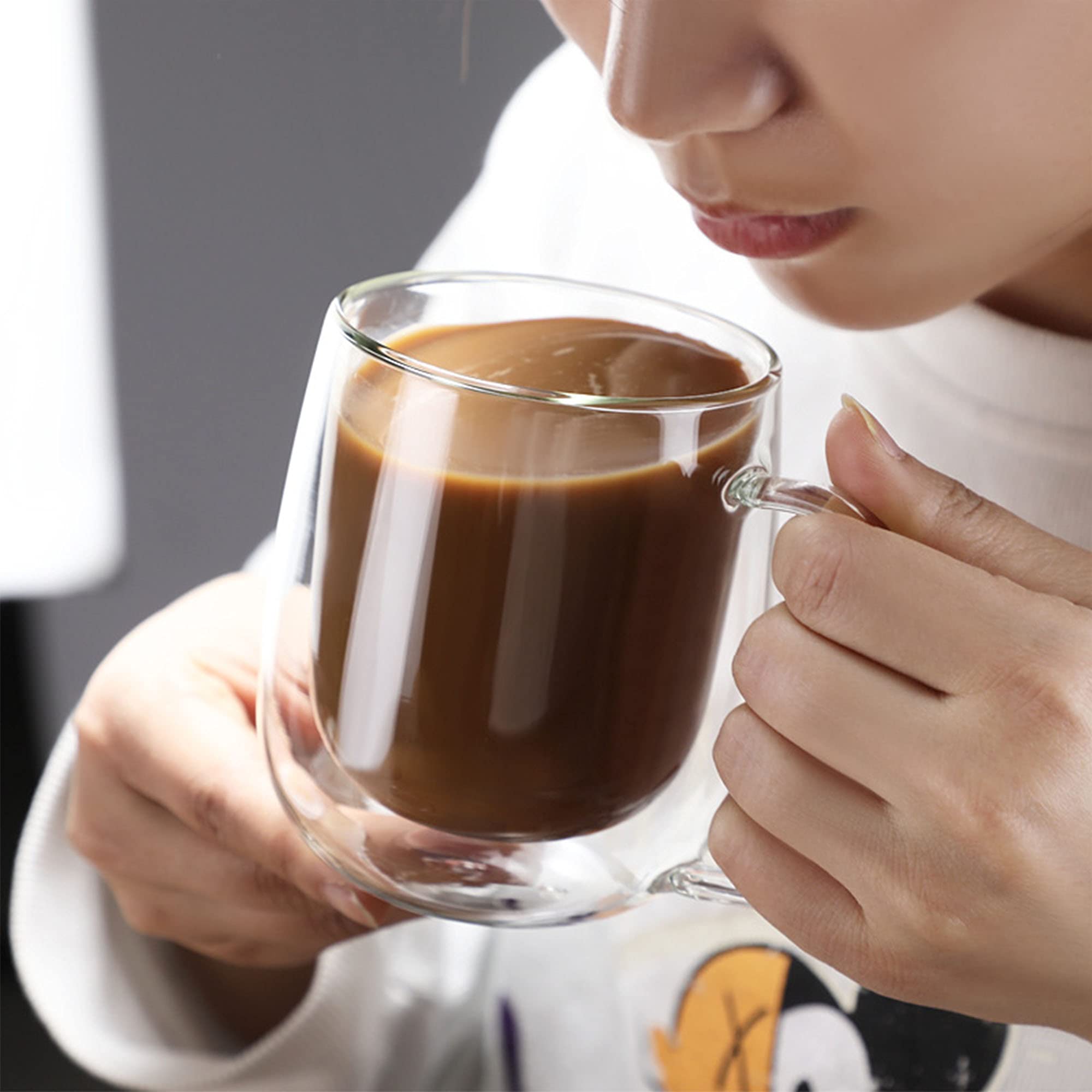 Tazza In Vetro A Doppia Parete 560 Ml – Manico Spesso, Ideale Per Cappuccino E Bevande Fredde (BE026)