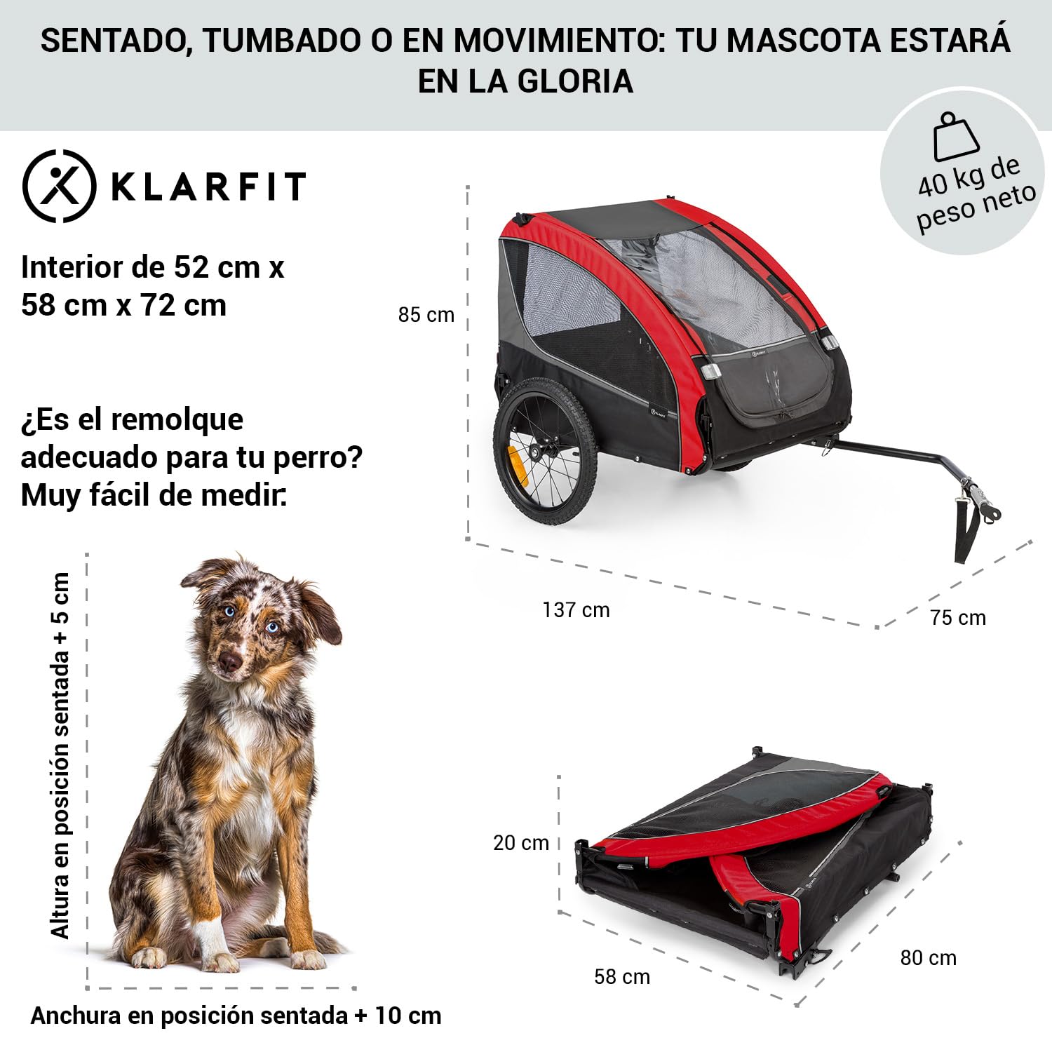 Klarfit Husky Carro Perro Remolque Bicicleta