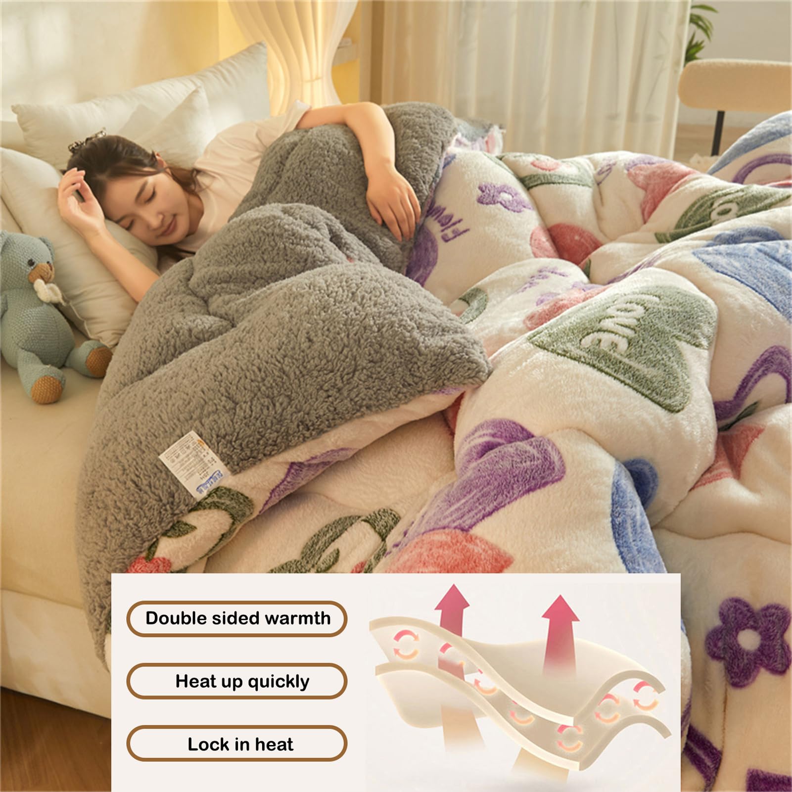 Piumone Matrimoniale Invernale HonunG - Cashmere, 180x220 Cm, 4 Kg, Coperta Pesante Per Letto