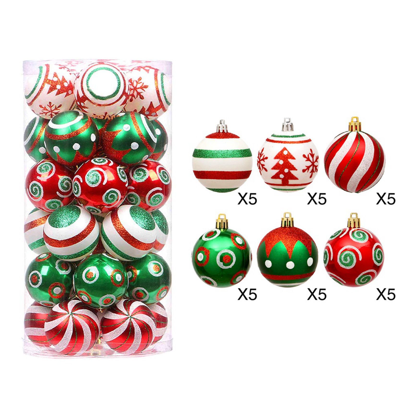 90 sztuk ozdób choinkowych, czerwone, zielone i wiszące bożonarodzeniowe, dekoracja, 6 cm, na choinkę
