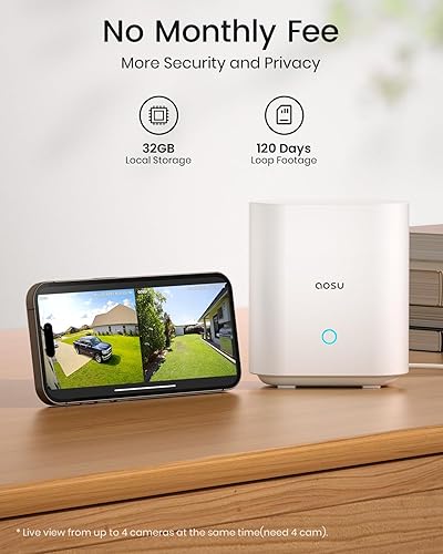 Miniatura 5 de AOSU Cámaras de seguridad de 5 MP inalámbricas para exteriores, ultra gran angular de 166, sistema de cámara de seguridad para el hogar con visión