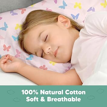 KeaBabies Toddler Pillowcase 13x18 Organic Cotton Cover (Flutter) | Standard Toddler Pillowcase for Kids, Boys Girls, Soft, Durable Cotton Cover for Miniature Sleepy Pillow Cute Color No Pillow