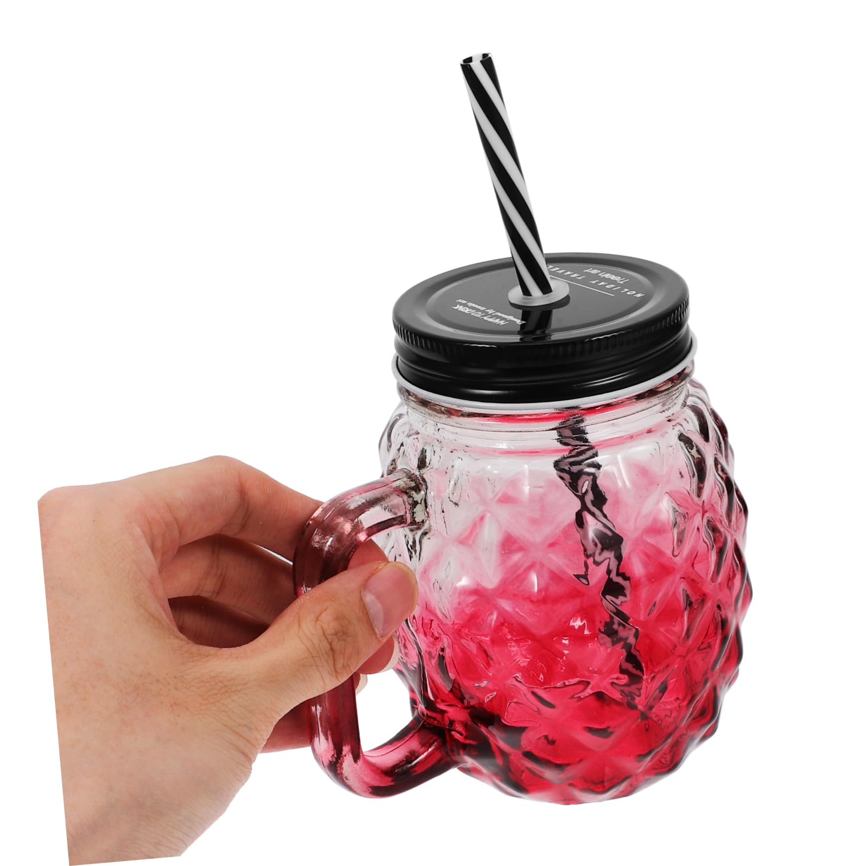 UPKOCH 4 Stück Gerippte Glasbecher aus Glas mit Auslaufsicherem Deckel und Strohhalm für Schule und Arbeit als Trink und Snackbecher