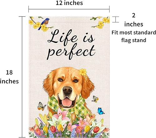 Miniatura 7 de Iutumo Bandera de jardín de primavera y verano de 12 x 18 pulgadas, doble cara, tulipán, lavanda, jacinto y mariposa, cartel de bienvenida floral