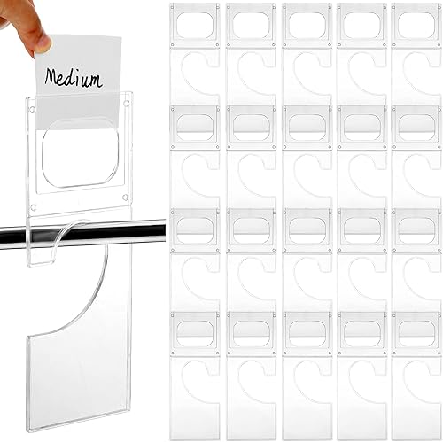 Separadores de armario de plástico para colgar ropa, divisores de tamaño rectangular transparente para ropa (10 unidades)