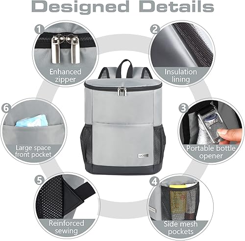 Miniatura 10 de Mochila térmica aislada para exteriores, mochila a prueba de fugas, 30 latas, impermeable, ligera, para retención de calor y frío de 12 horas,