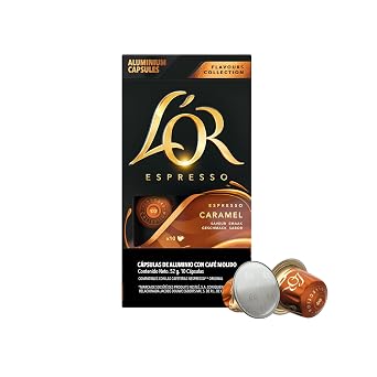 L'OR Espresso Capsules, 10 Count Caramel, Single-Serve Aluminum Coffee Capsules Compatible with the L'OR BARISTA System & *Nespresso Original Machines, 10 Count (Pack of 1)