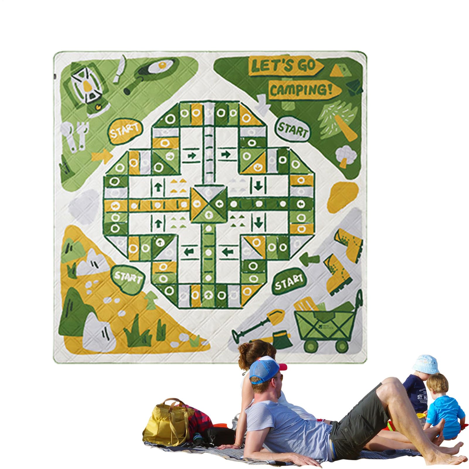 Coperta Da Picnic Per Uso Esterno Tappetino Pieghevole Imbottito per Tutte | Coperta con Motivo a Scacchi per Picnic per Festival Musicali, Campeggio, Spiaggia e Pranzo all'Aperto