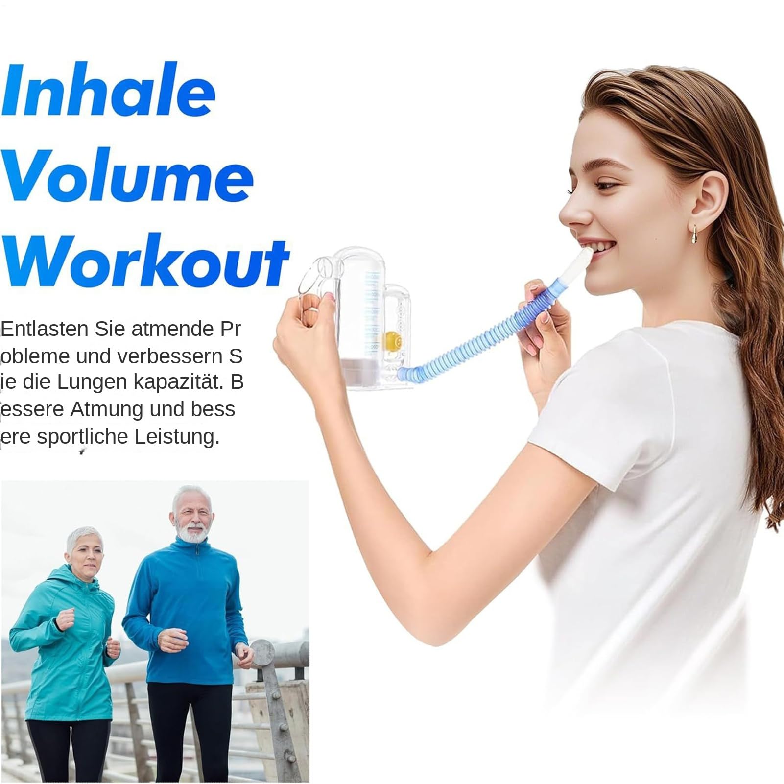 Spiromètre incentif pour adultes - Entraîneur pulmonaire avec affichage du débit - 5000 ml - Portable pour la maison