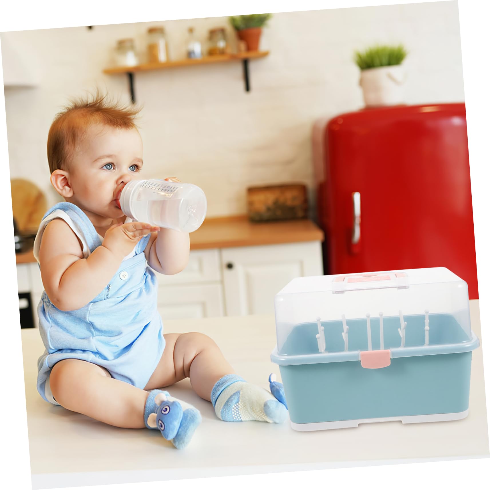 ORFOFE Große Trockenbox für Babyflaschen mit Abtropffunktion aus Pp, Grün | 1 Stück, Praktisch für Stillzubehör, zum Aufrechtstellen und Ordnen im Babybad