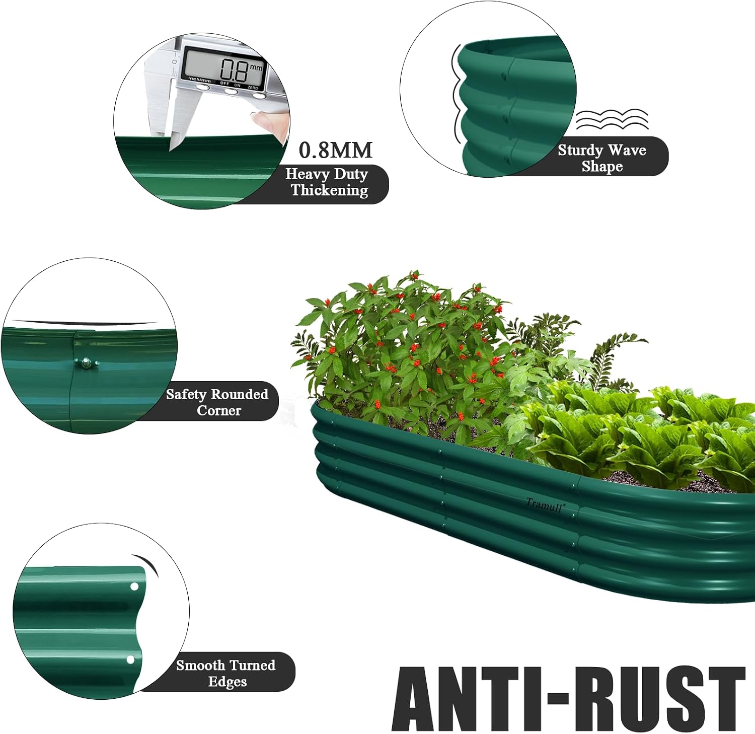 2 Pack 6x3x1ft Raised Garden Bed, 12" Tall Galvanized Metal Raised Beds for Gardening, Rust Resistant Elevated Garden Bed, Planters Box Kit for Outdoor Plants Vegetables Flowers Herbs Tomatoes, Green