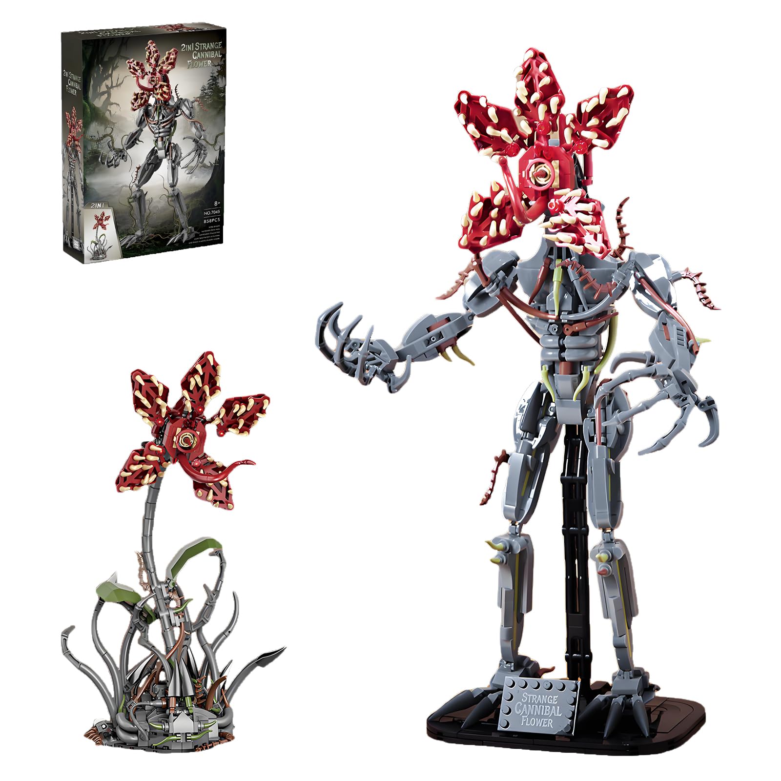 LQPFBSM 2 in 1 Strange Cannibal Flower Building Blocks Sets Piranha Flower Model Kits Horror Halloween Toys Gift for Adults Kids Teens 858 PCS