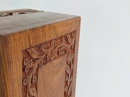 Miniatura 7 de Urnas de cremación de palisandro para cenizas humanas, adultos, hombres y mujeres, borde de madera, caja de urnas decorativas grabadas y ataúd para