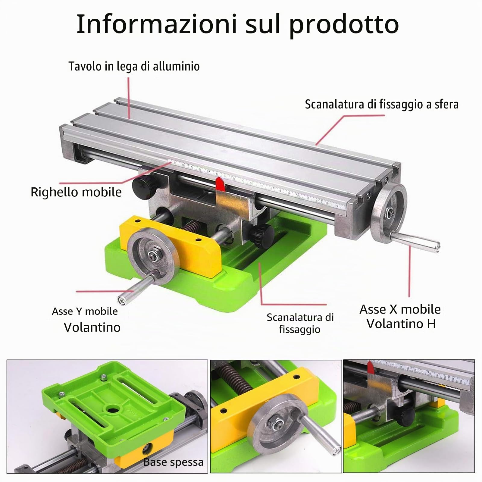 Tavolo da lavoro multifunzione per fresatura (formato pesante 6350), tavolo di fresatura a scorrimento composto composto da 2 assi e 4 modi per tutti i supporti per trapano da banco