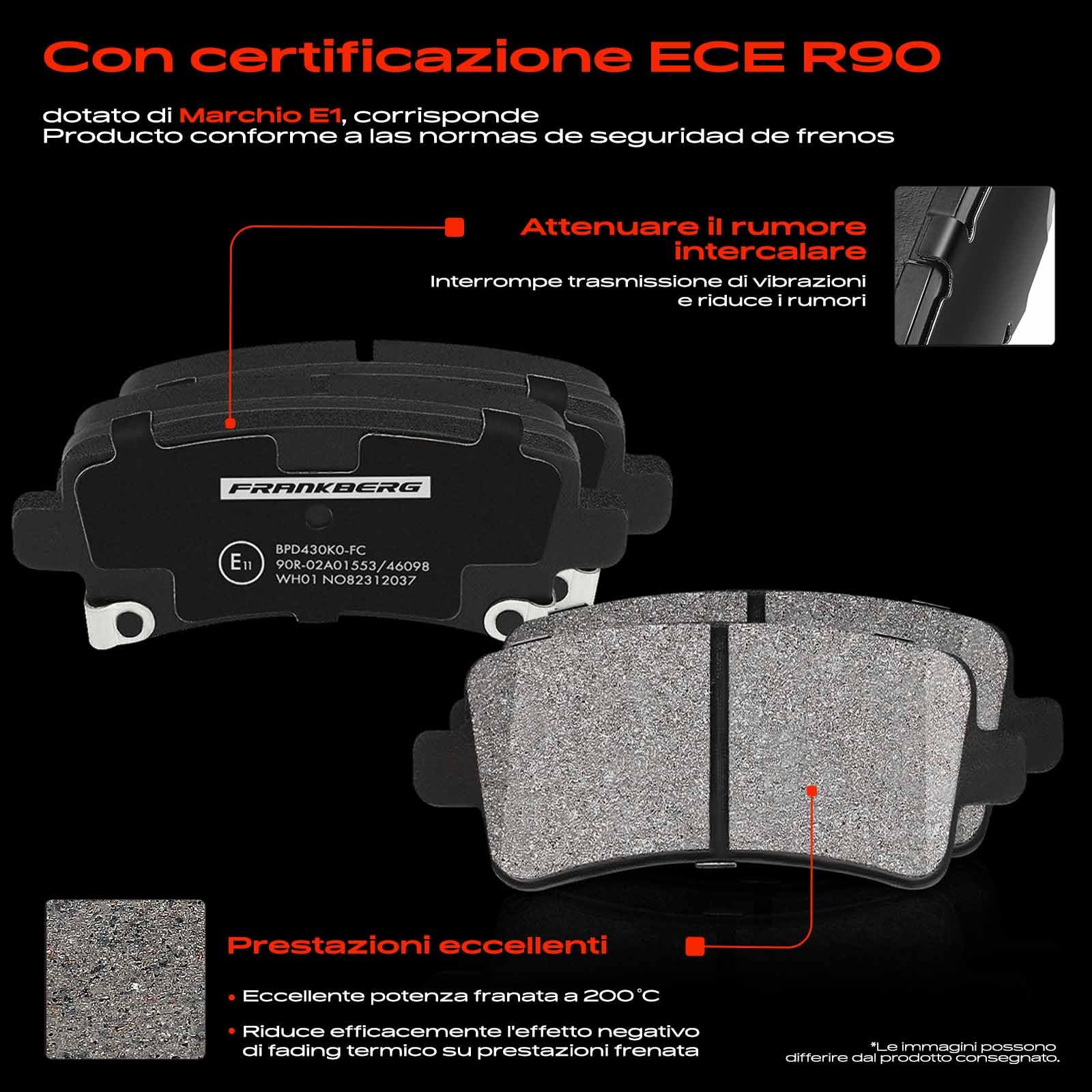 Frankberg 1 set freni incl. 2 dischi freno + 4 pastiglie freno posteriori