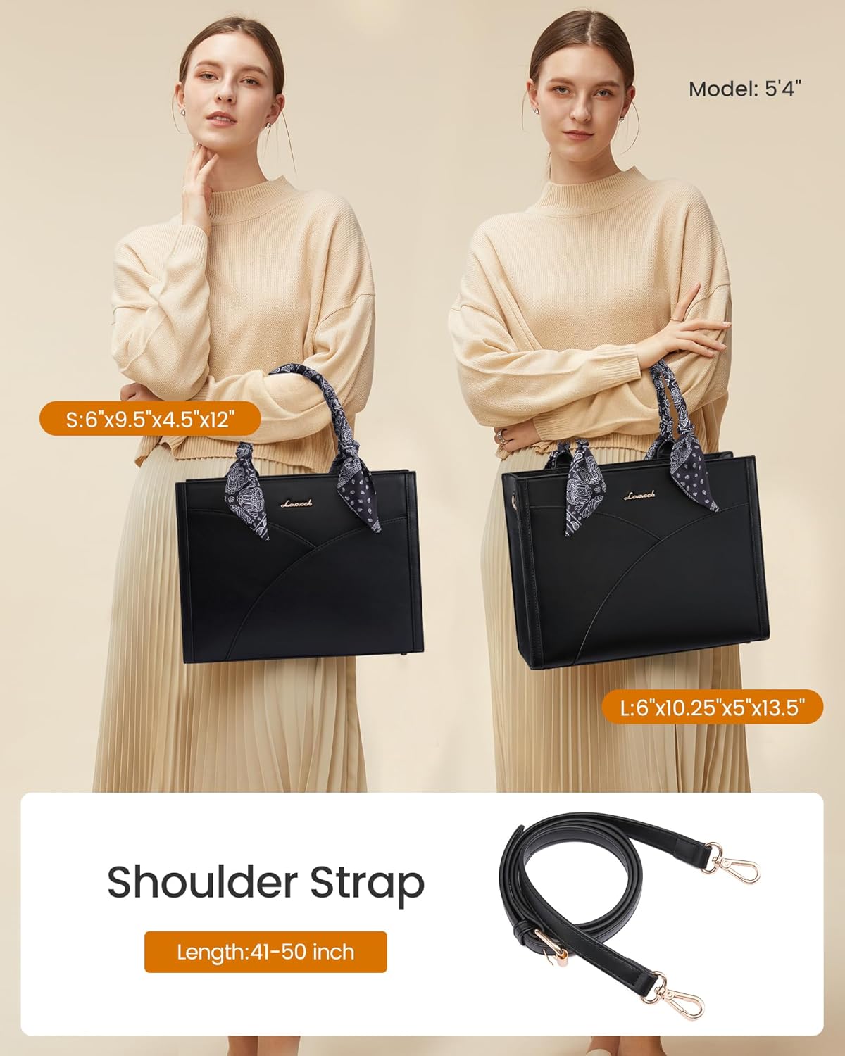 LOVEVOOK Medium Purses and Handbags for Women, Satchel Top Handle Bag with Strap, PU Leather Tote Shoulder Purse with Scarf - Image 5