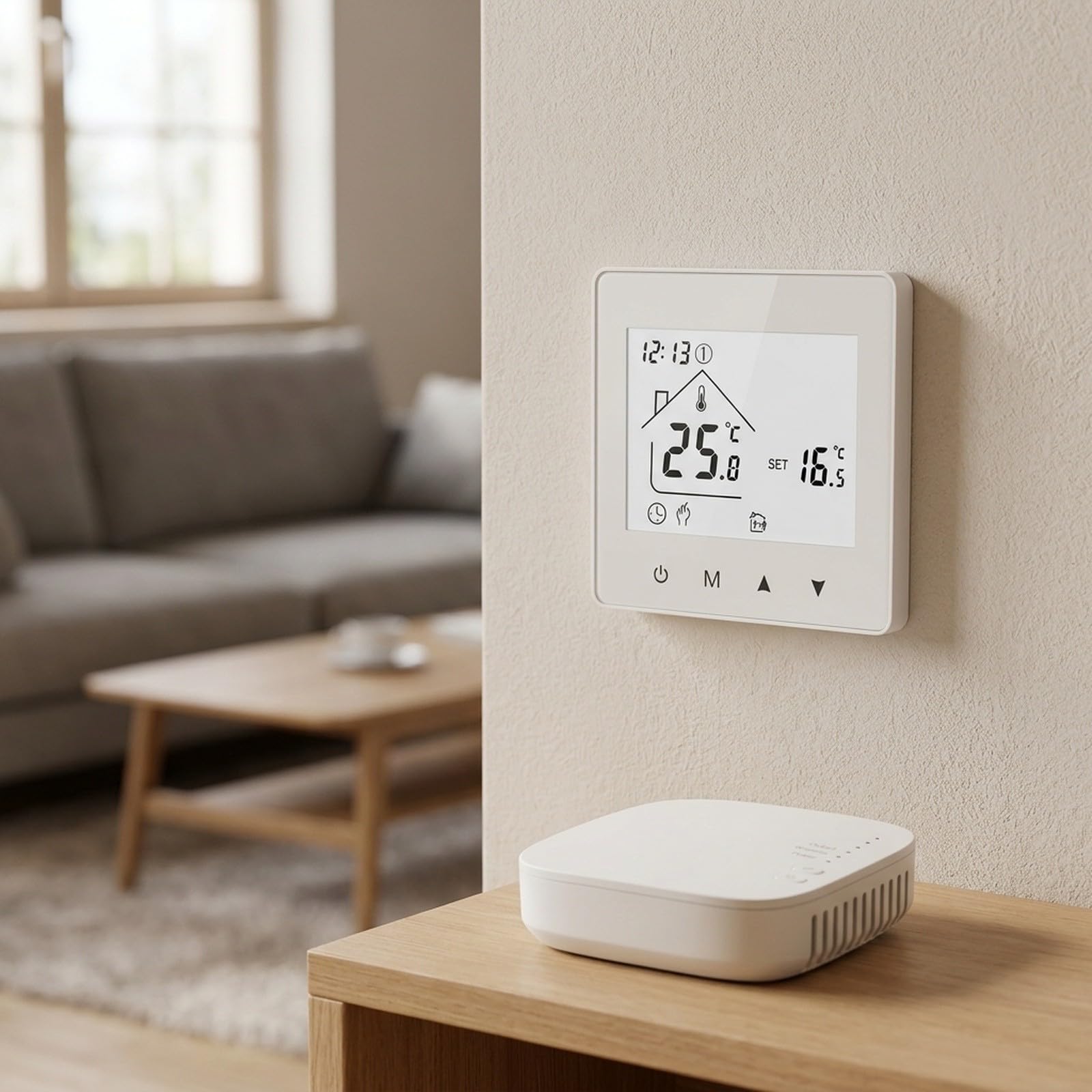 GLOBALHUT Termostato Ambiente Wireless RF433 per Riscaldamento a Termostato