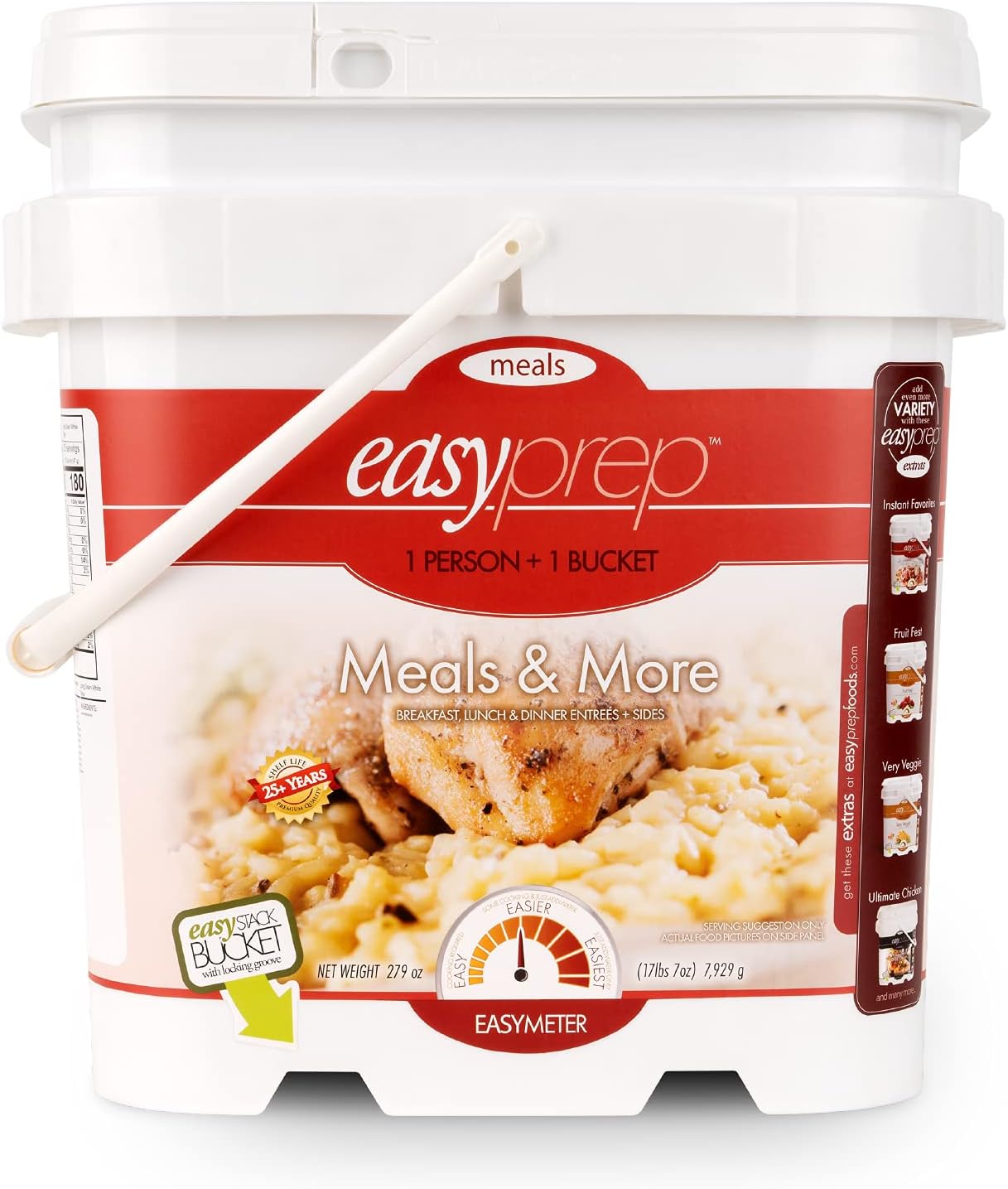 Meals and More Emergency Freeze Dried Food Supply Meals for Survival & Disaster Preparedness, 9 Different Long Term Storage Entrees and Food Staples, 1 Bucket