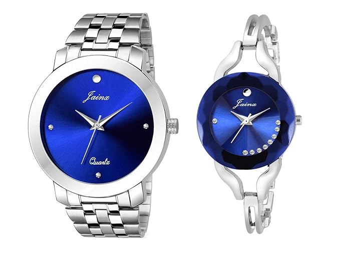 Jainx Blue Dial Round Analogue Watch for Couple - JC455