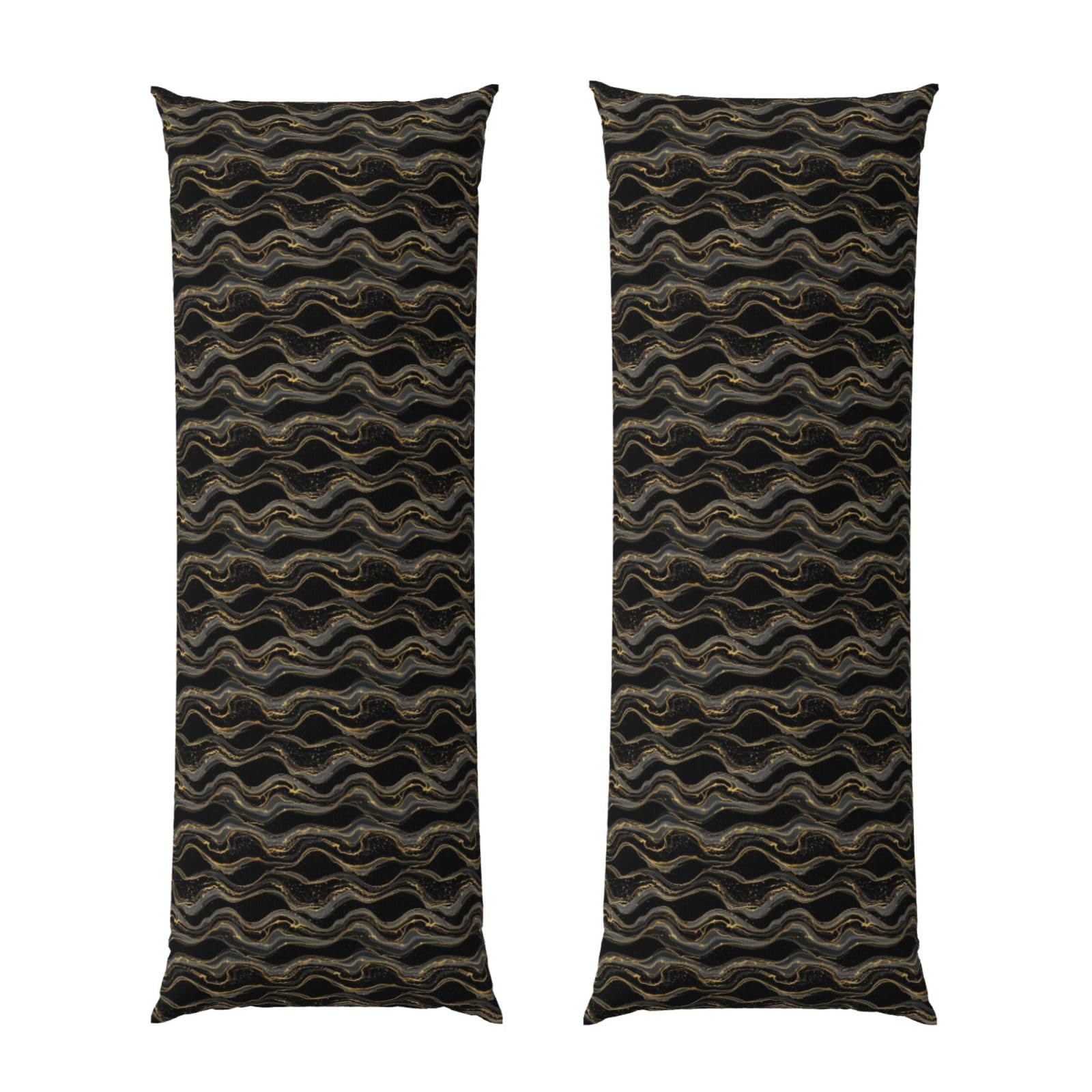 Long Pillow Cover 20x54, Black Marble Gold Line, Cozy Microfiber Pillowcase with Zipper, Soft Breathable Protector for Bed Sofa Couch Decoration