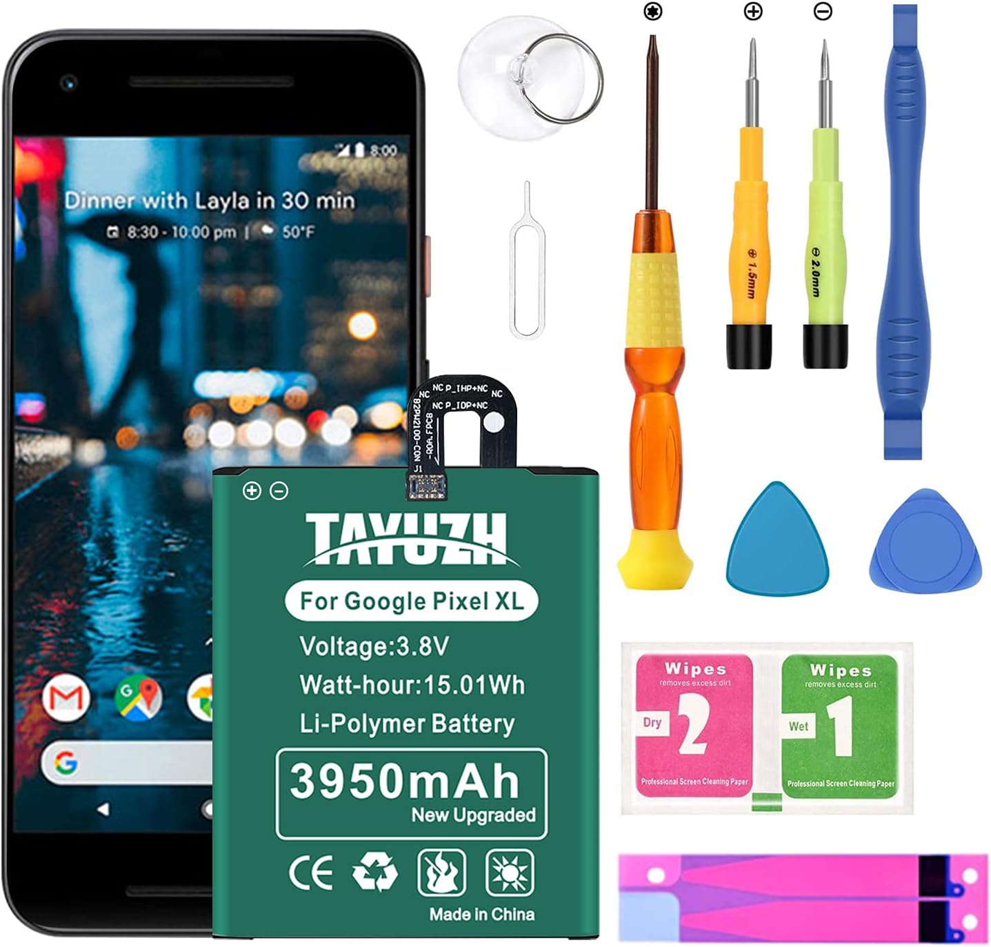 TAYUZH [3950mAh] Google Pixel 4XL Battery Upgraded Li-Polymer Battery Replacement for Google Pixel 4XL G020J-B with Repair Replacement Kit Tools