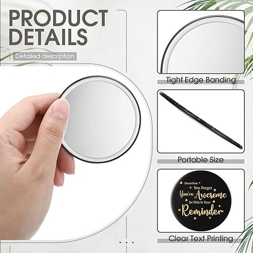 Miniatura 4 de Hoolerry 48 piezas de espejo compacto inspirador redondo portátil espejo de bolsillo You're Awesome Apreciation Thank You Regalos para hombres,