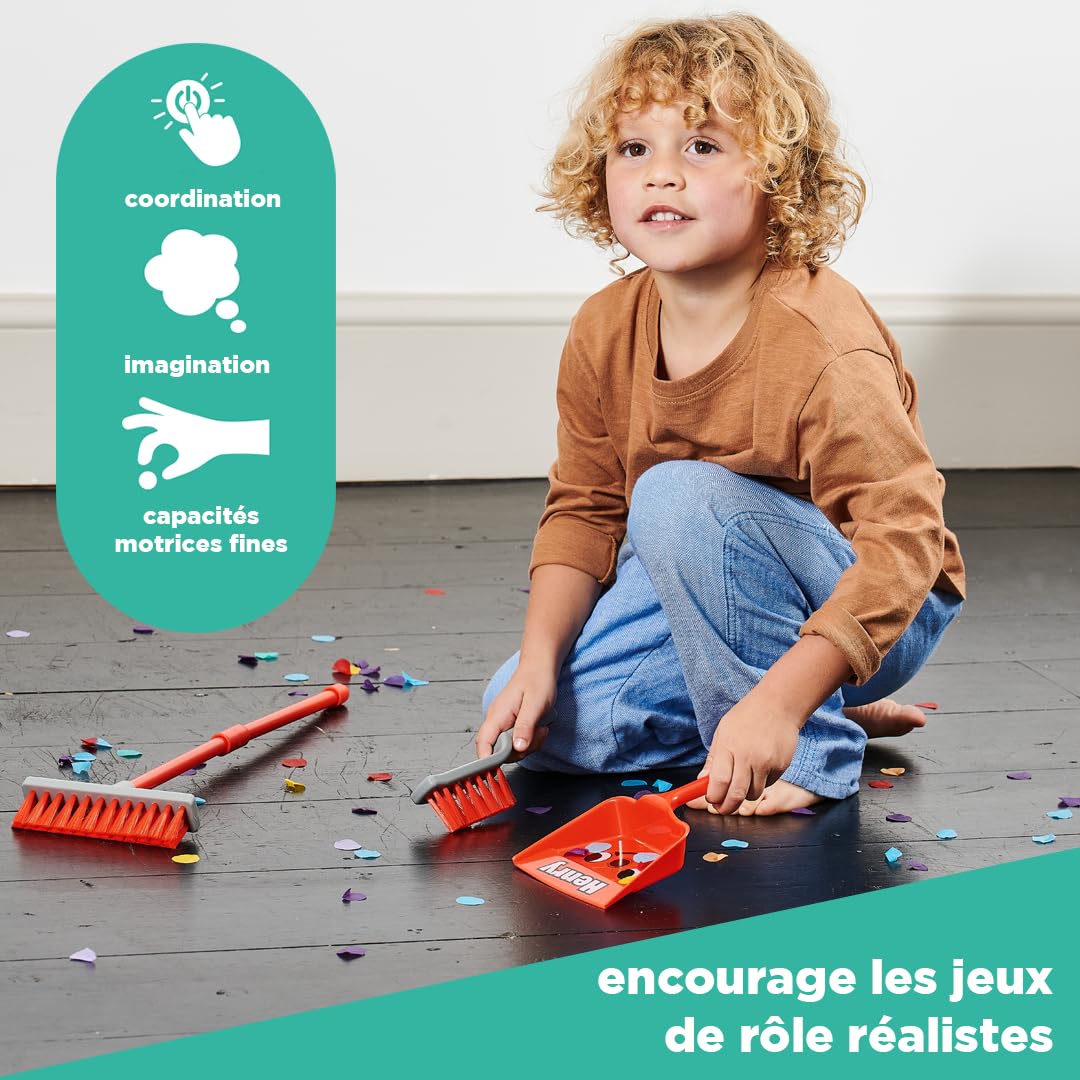 Set de ménage Casdon Henry, Jouets de ménage pour Enfants dès 3 Ans, Amusant et éducatif, avec Balai, balayette et Pelle