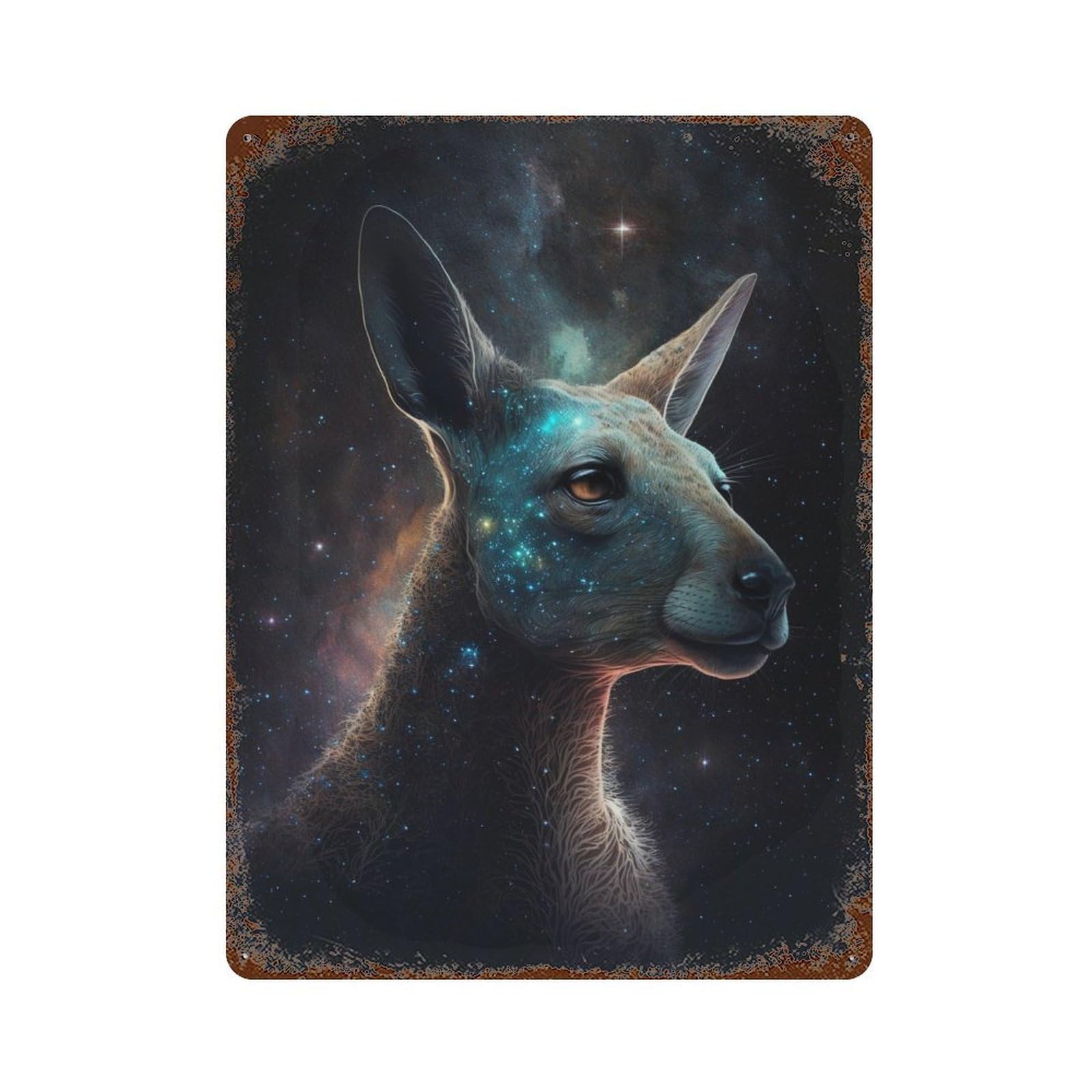 Vintage Metal Tin Sign Cosmic Kangaroo Portrait-2 15.7"x11.8", Classic Wall Plaque for Pub, Kitchen And Man Cave Decor