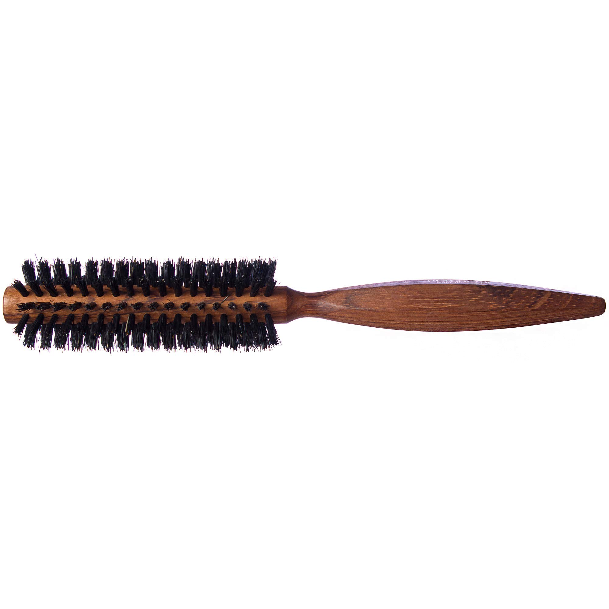 Plisson Spazzola Per Capelli Rotonda 10 File 100% Cinghiale Legno Scuro