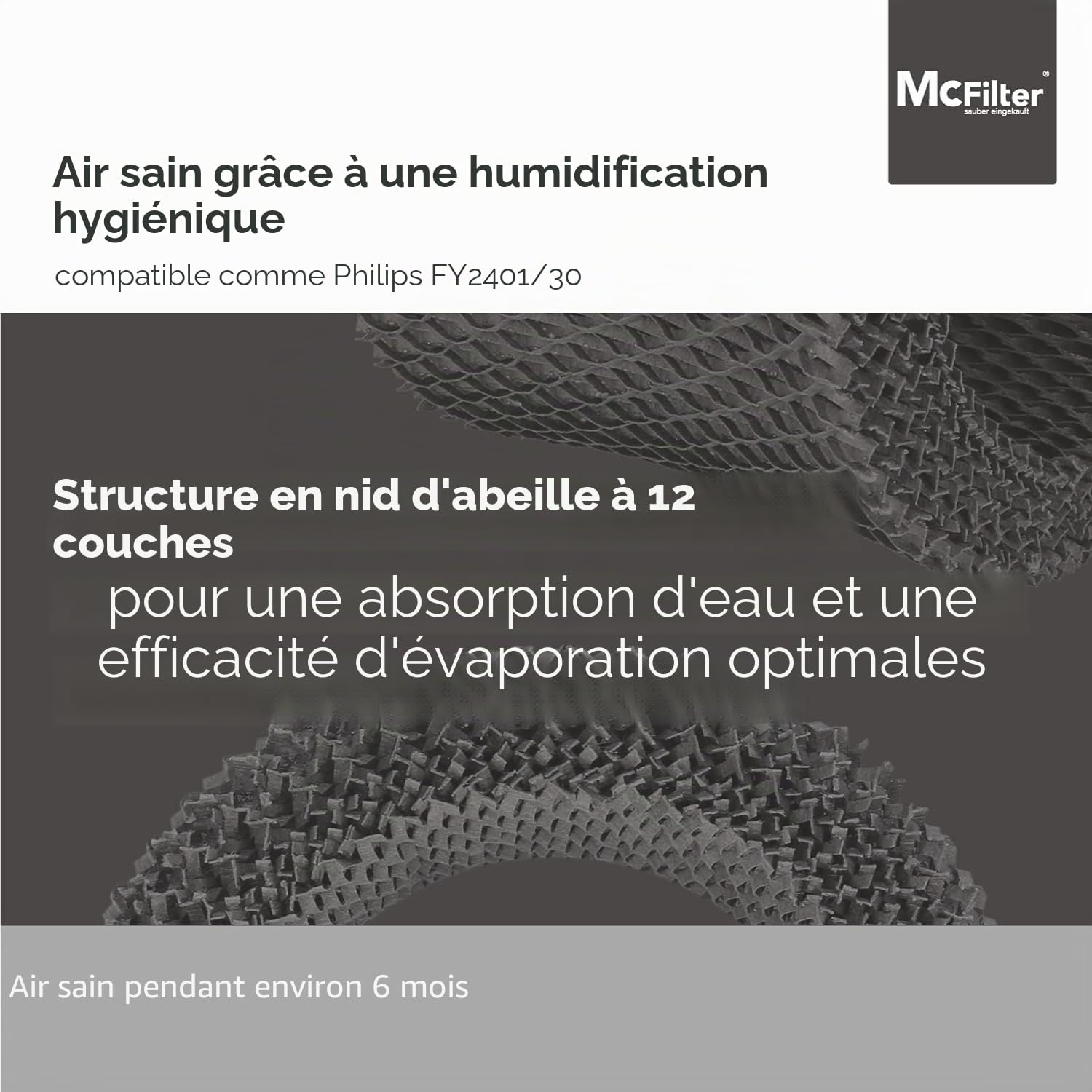 McFilter Lot de 5 filtres pour humidificateur Philips HU4801/01, HU4803/01, HU4811/10, HU4813/10, HU4814/10 - Filtre de rechange pour FY2401/30